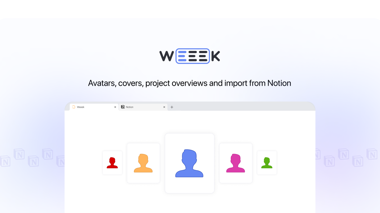 Weeek Week #59: Avatars, covers, project overviews and import from Notion