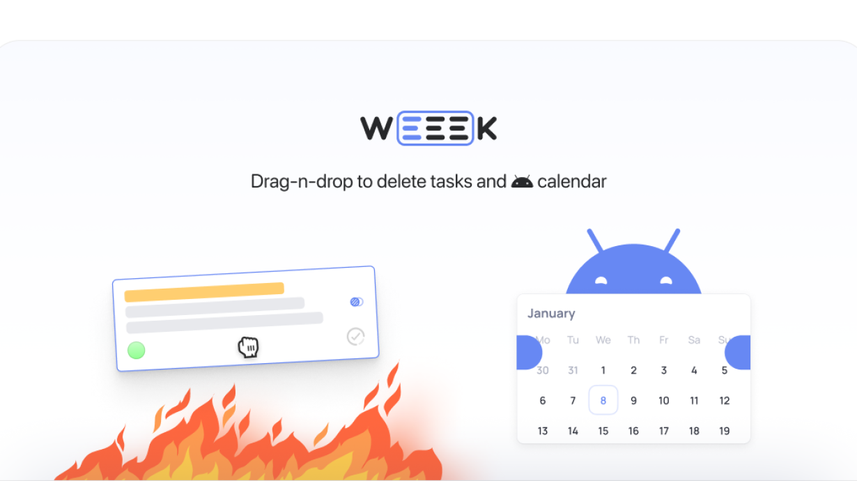 WEEEK Week #45: Drag-n-drop to delete and calendar on Android
