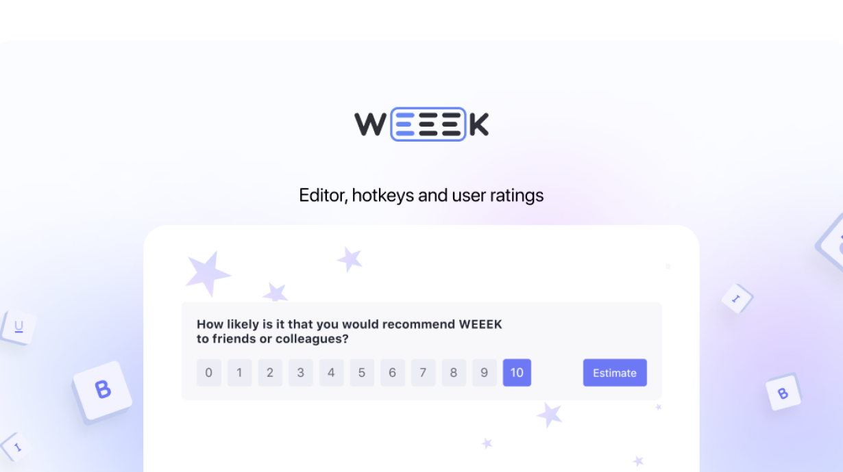 Weeek Week #63: editor, hotkeys and user ratings
