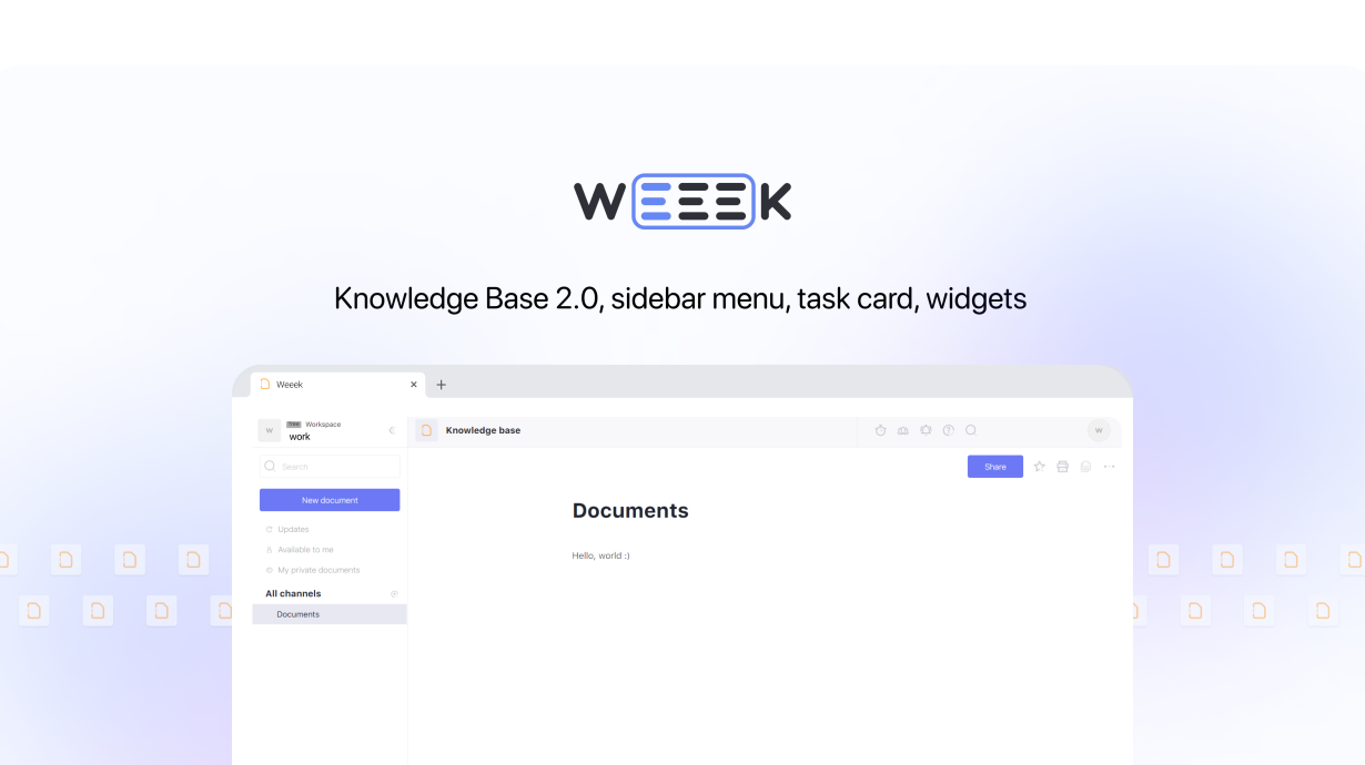 Weeek Week #57: Knowledge Base 2.0, sidebar menu, task card, widgets
