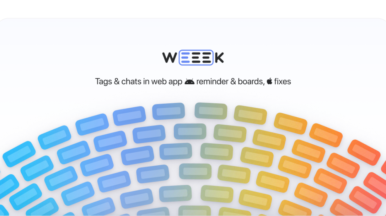 WEEEK Week 43: Tags and chats on the web, reminders and boards on Android, optimization on iOS