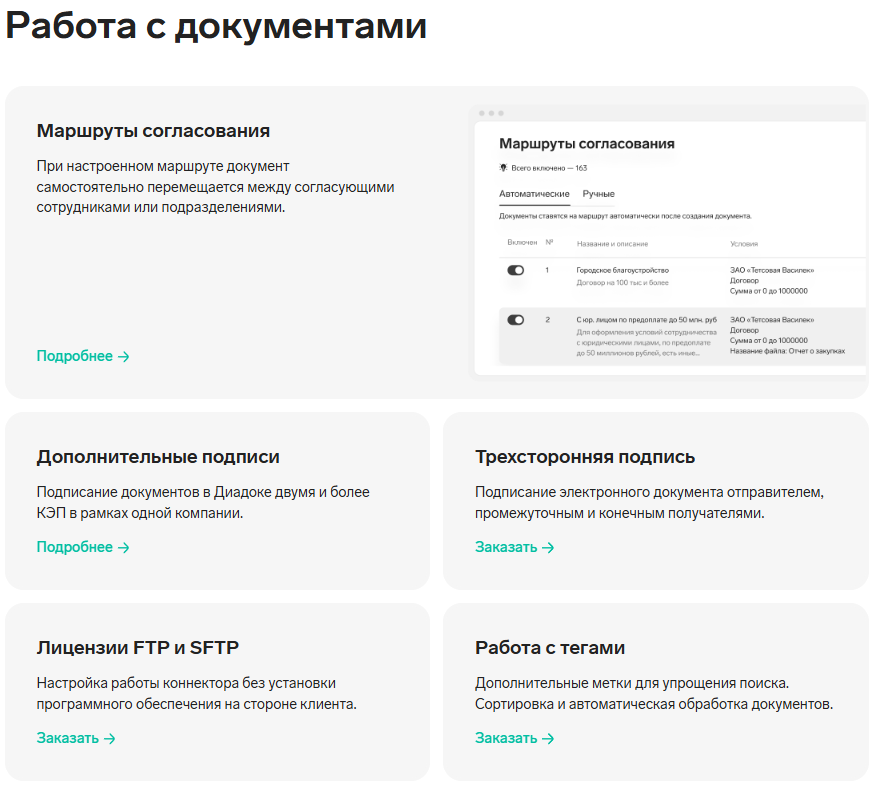 Функции для документооборота в Контур.Диадок