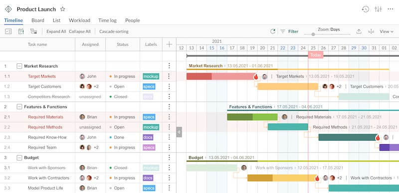 project calendar plan in GanttPro