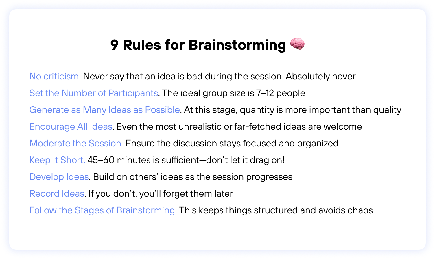 Brainstorming: 9 Key Rules for Generating Brilliant Ideas