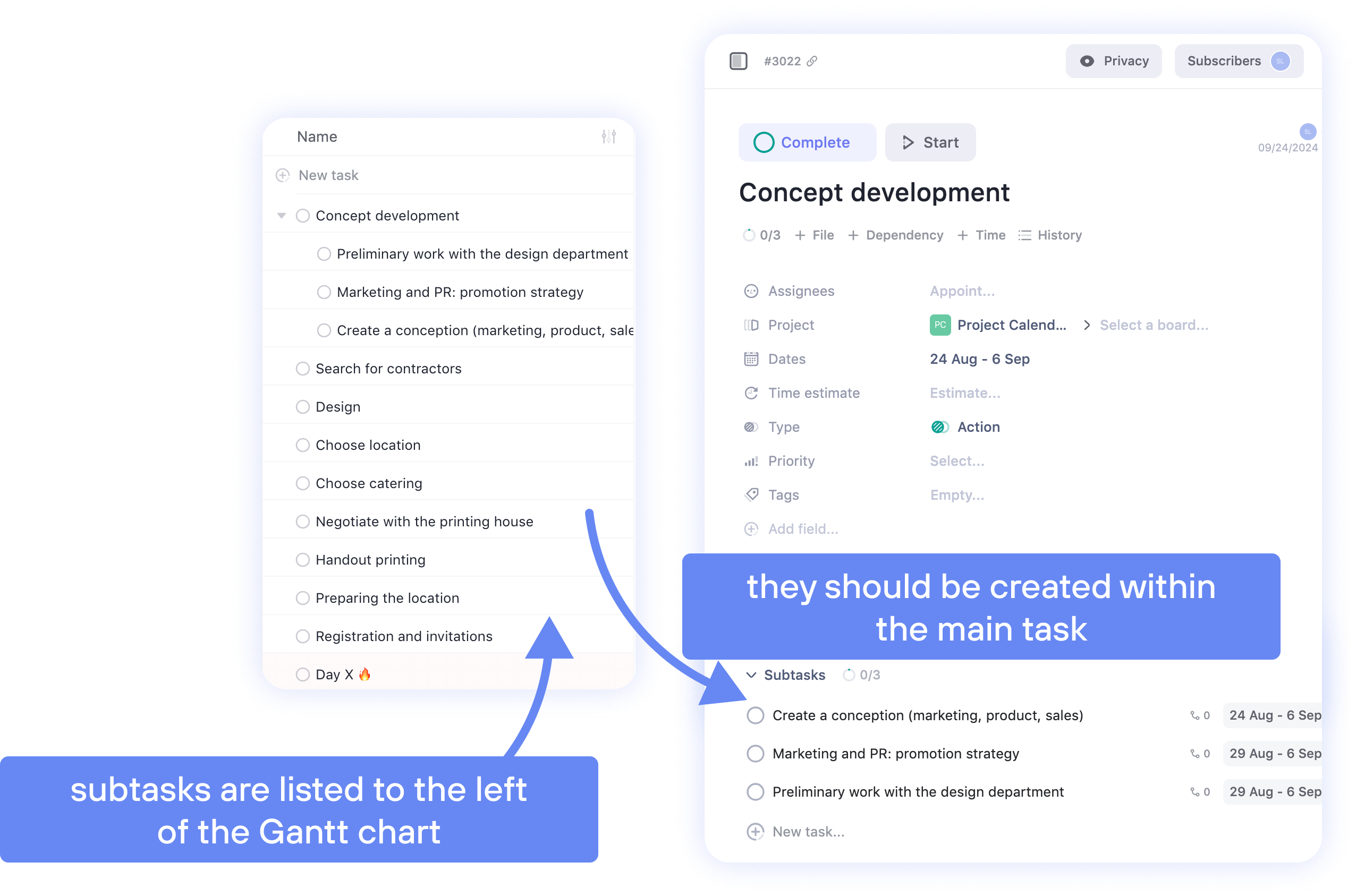event project calendar plan