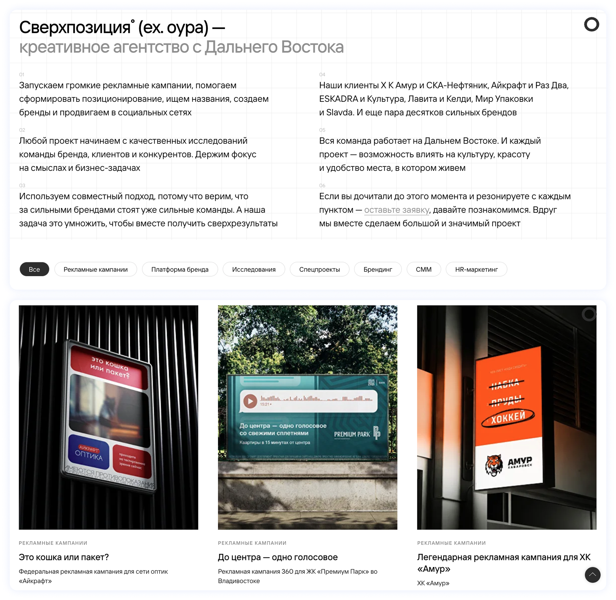 Описание креативного агентства&nbsp;«Сверхпозиция°»