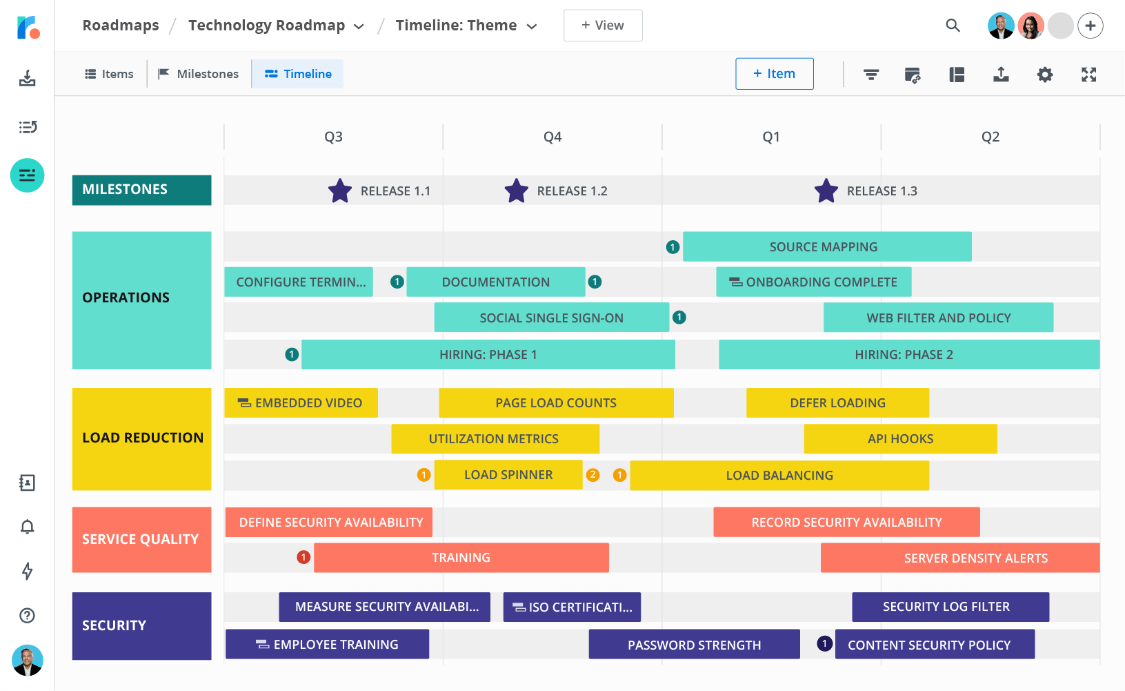 project calendar plan in Roadmunk