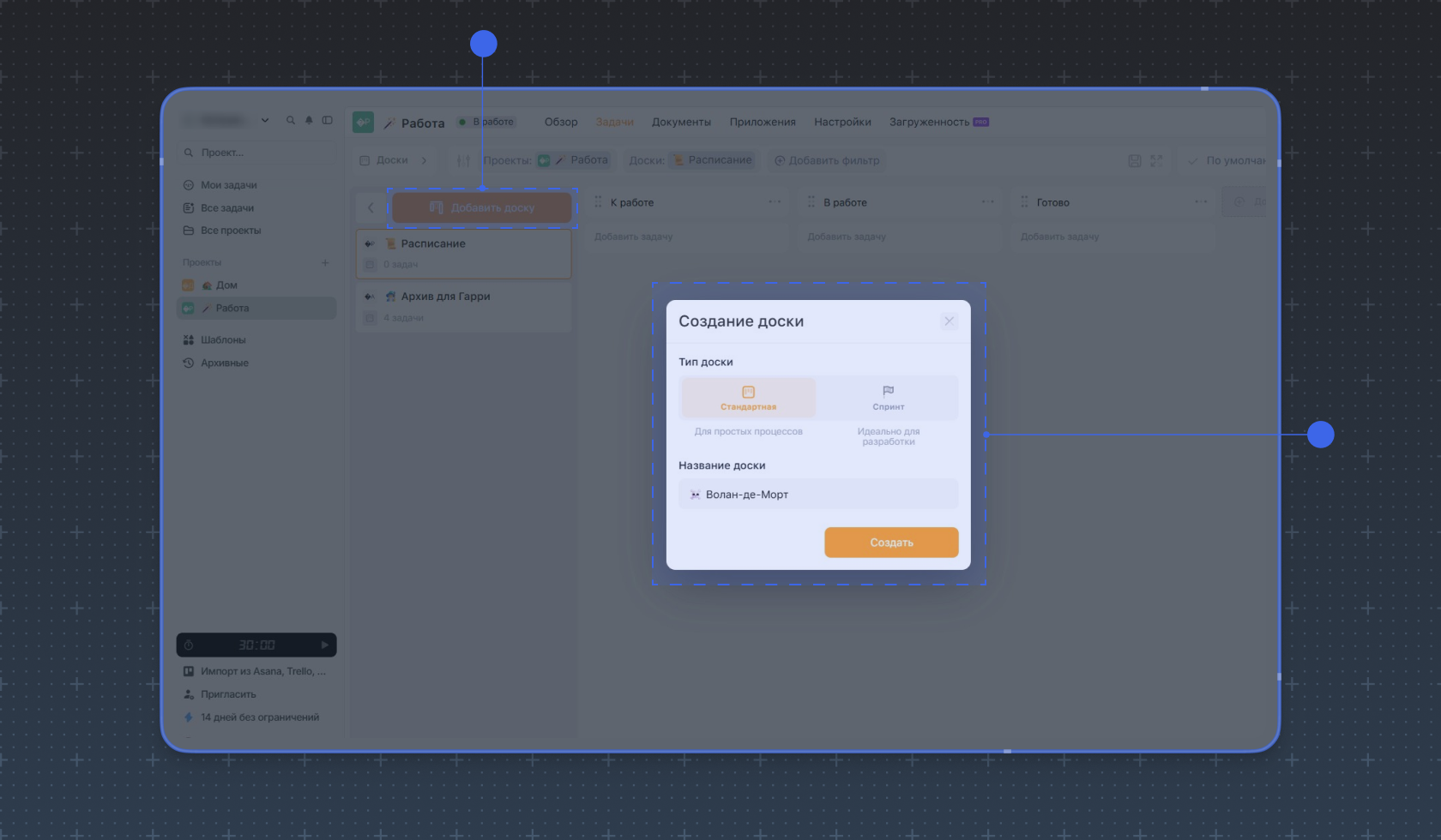 Пример бэклога в сеттинге «Гарри Поттера»