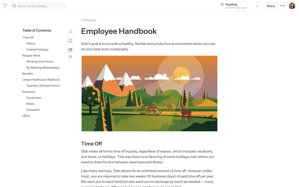 knowledge base in slab