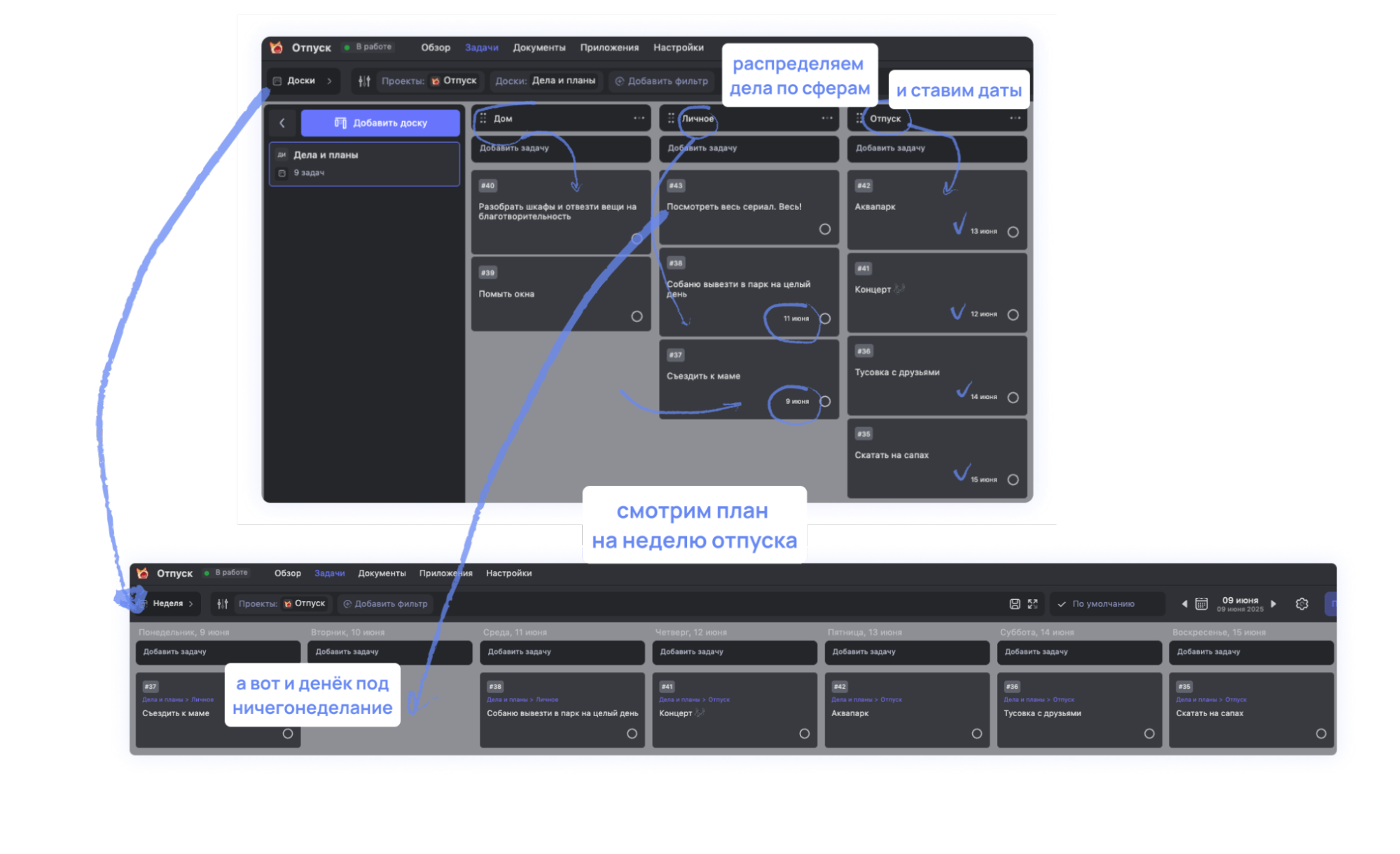 Как спланировать отпуск в таск-менеджере