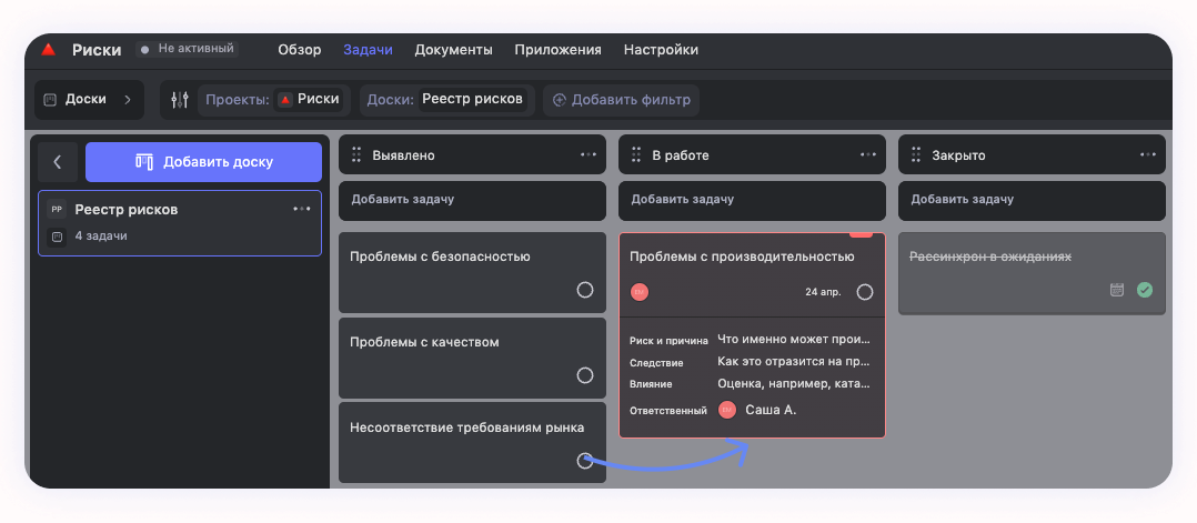 Пример реестра рисков
