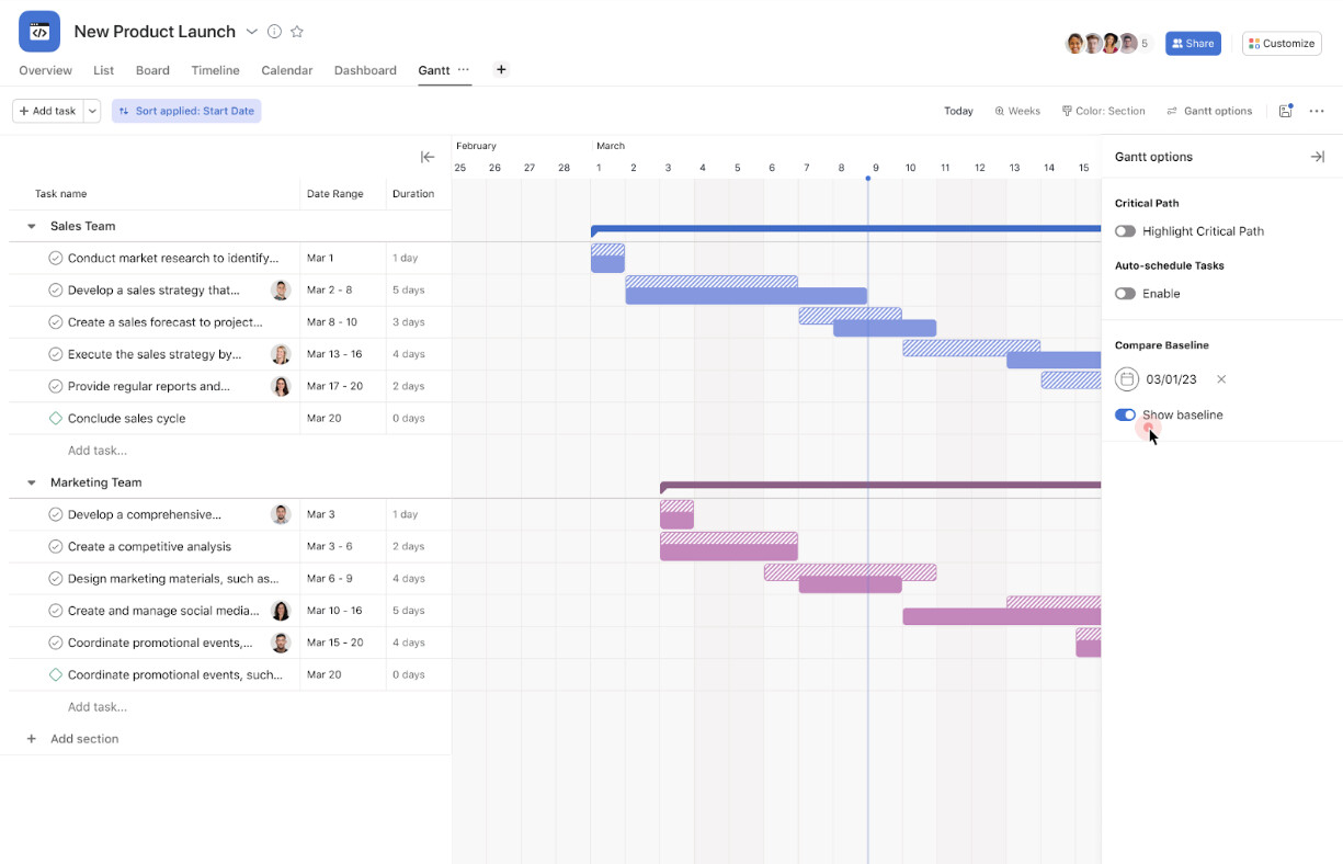 project calendar plan in Asana