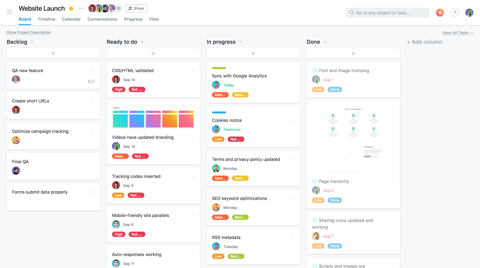 scrum board in asana