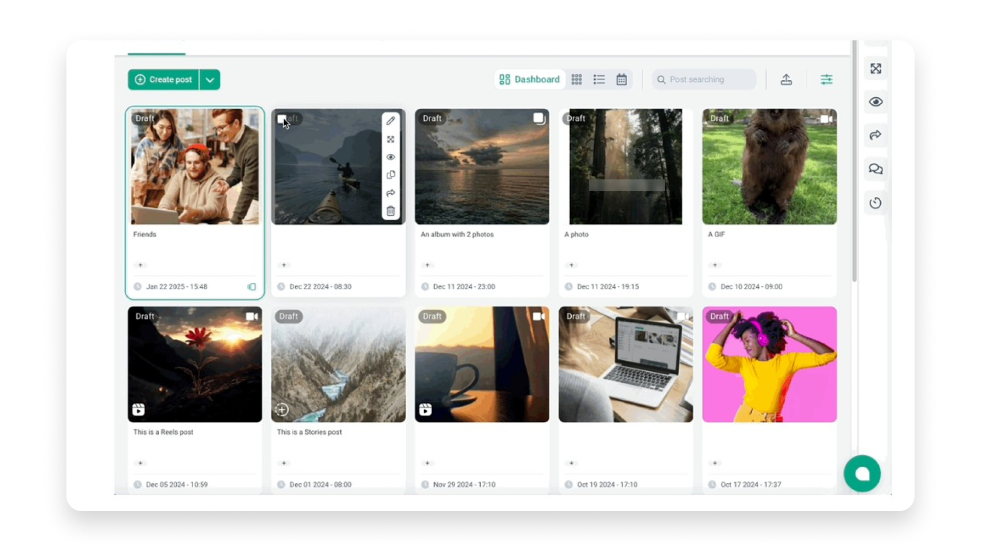 Сетка постов и дат в Onlypult