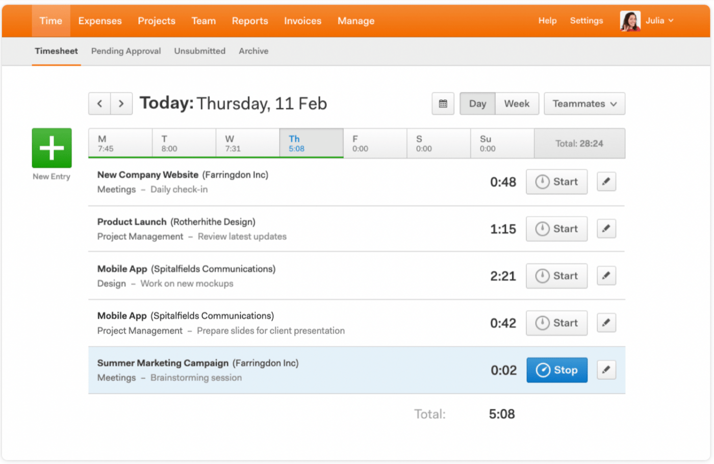 app for tracking work time iphone