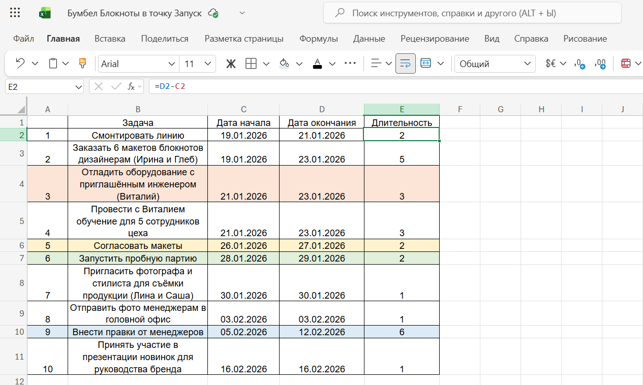 Как построить диаграмму Ганта в Ecxel