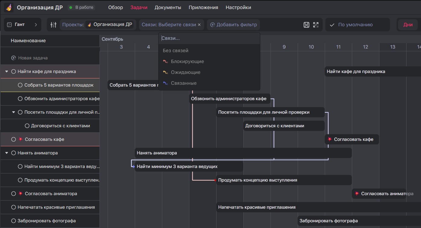 Диаграмма с зависимостями в WEEEK