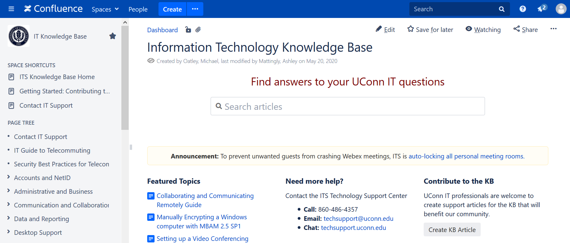 knowledge base in confluence