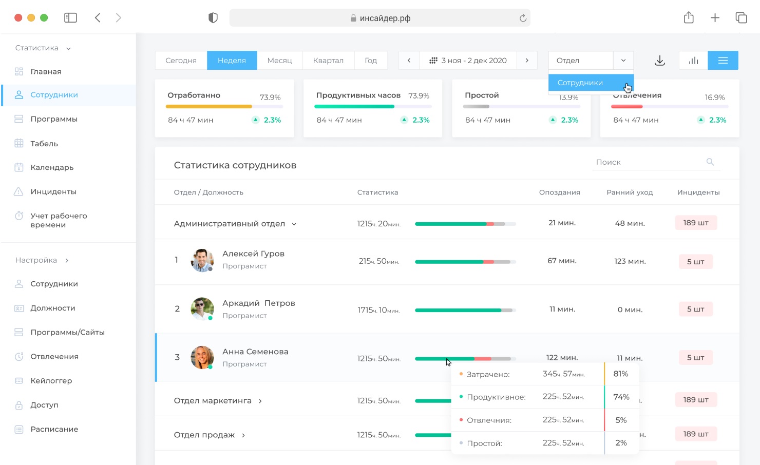 Приложение для отслеживания времени работы