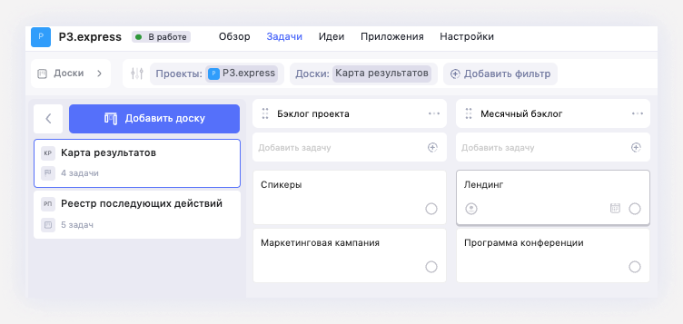 Карта результатов