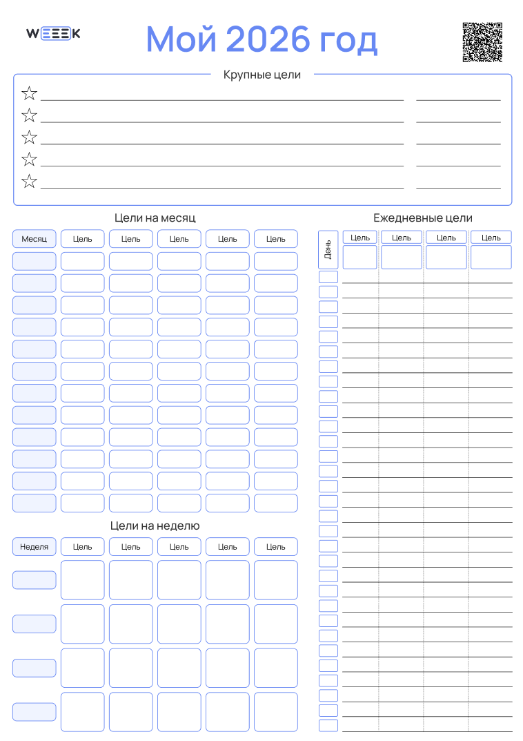 Шаблон целей на год