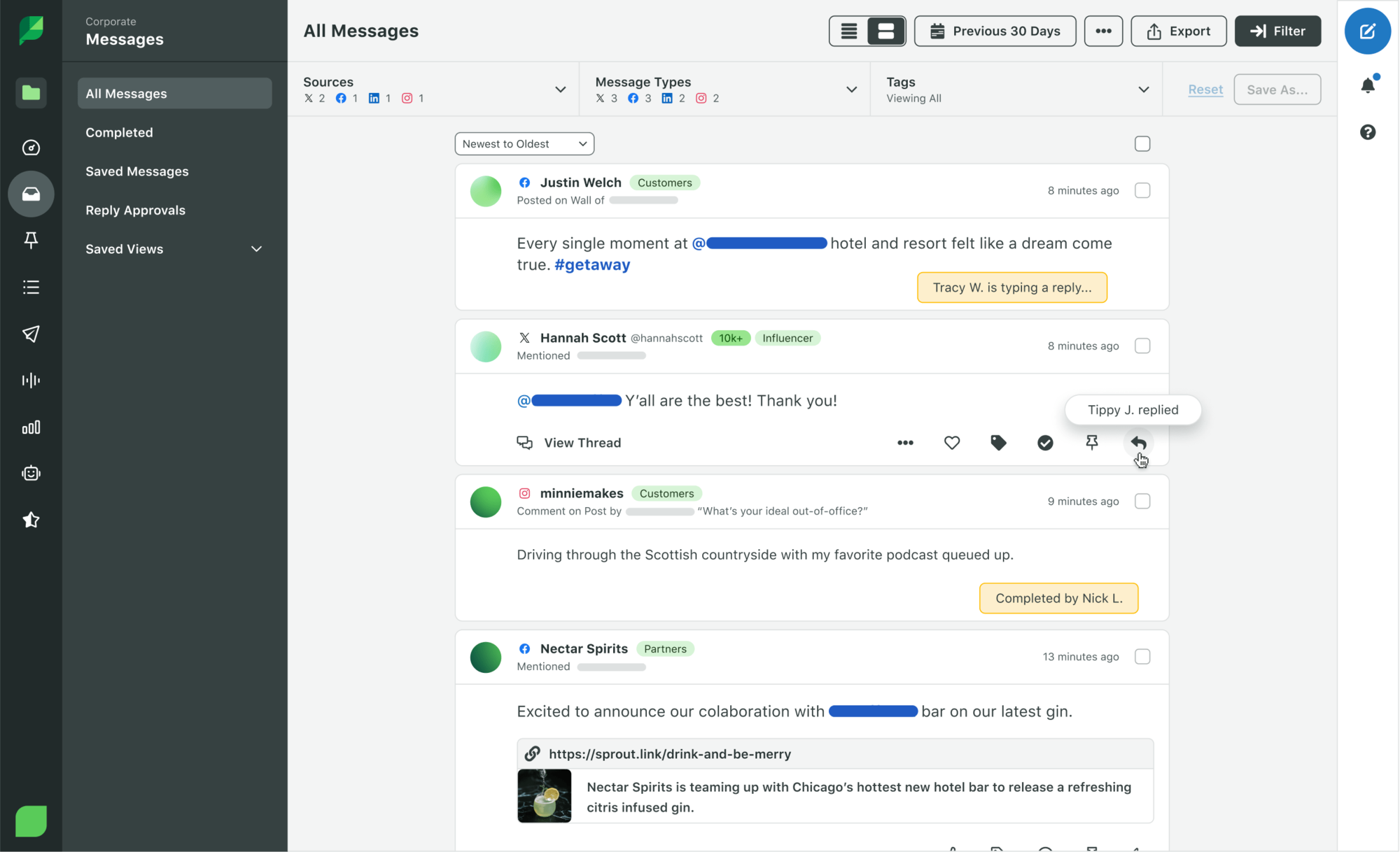 Интерфейс Sprout Social