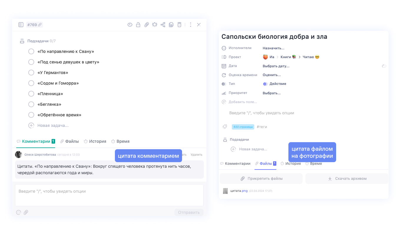 Читательский дневник в WEEEK