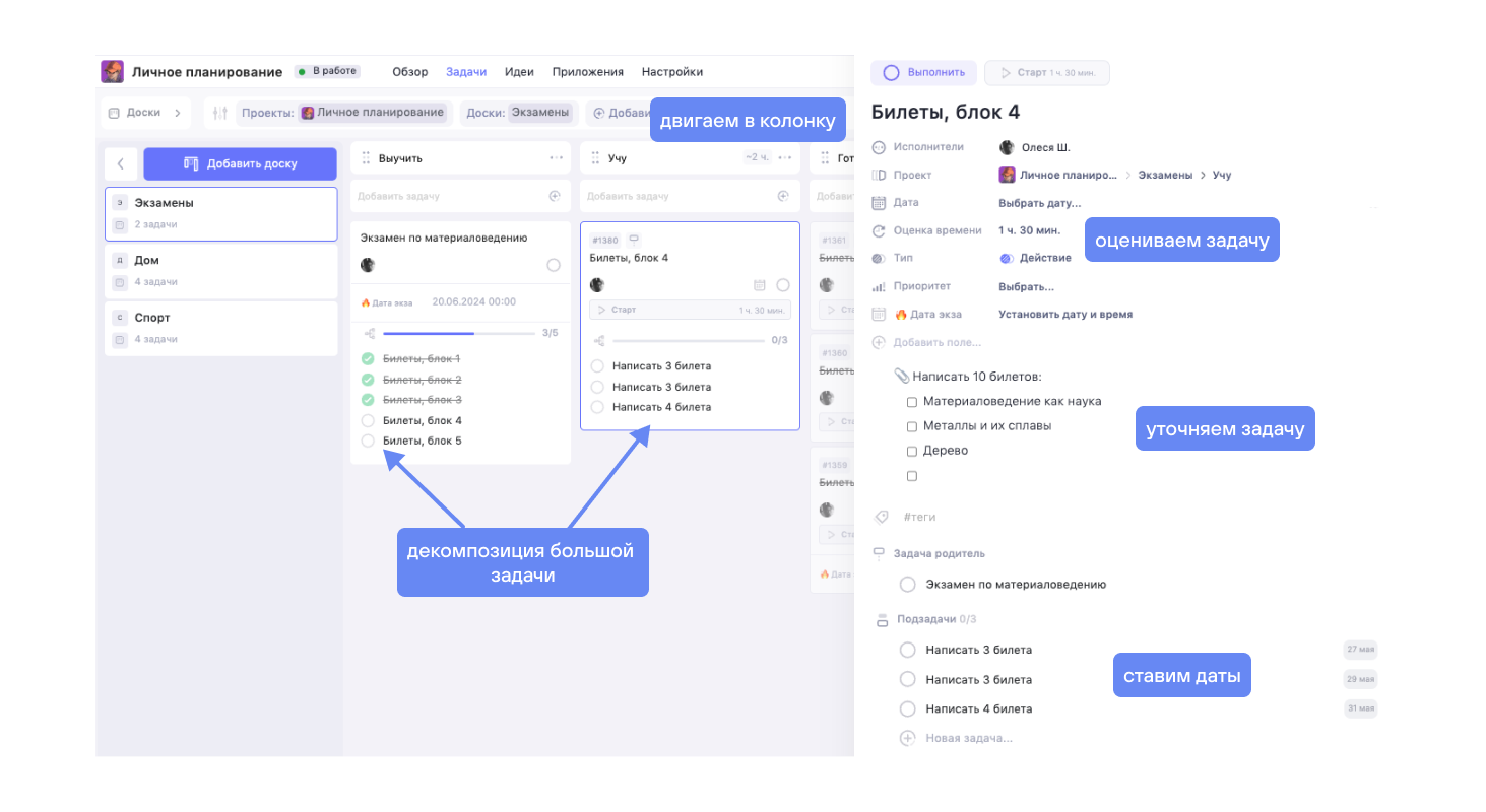План на день и неделю